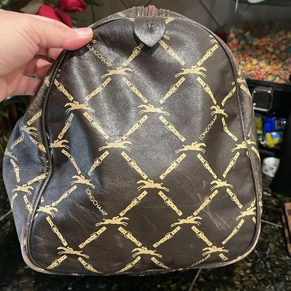 Longchamp Lattice double buckle horse jump brown speedy bag Authentic Vintage - Picture 15 of 17